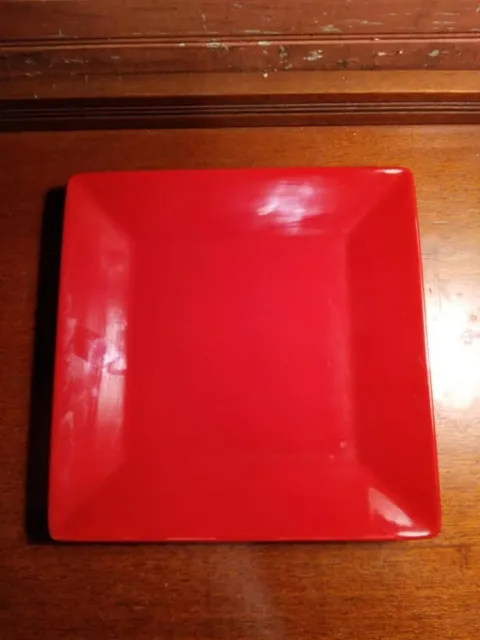 Corsica Home Square Red Ceramic Dinner Plate ~ 10 1/4" ~ Hand Painted
