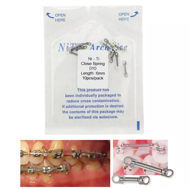 10pcs Dental Orthodontic Coil Spring Arch Wire With Niti Closed Eyelets 6/9/12mm