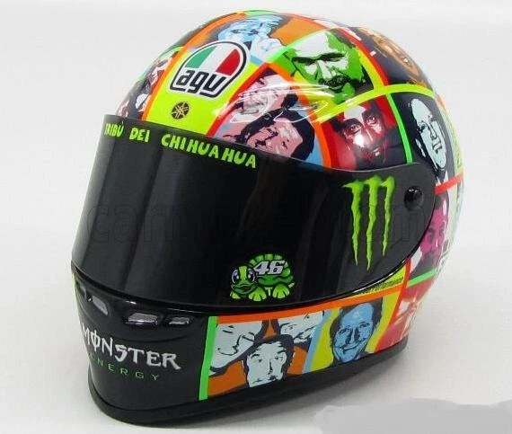 Mini Casque de MotoGP de AGV au GP Barcelone 2008 1:2 Minichamps signé par Valentino Rossi | LCS