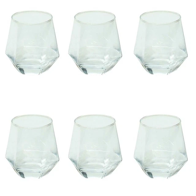 Paris Prix - Lot De 6 Verres à Eau "diamant" 30cl Transparent