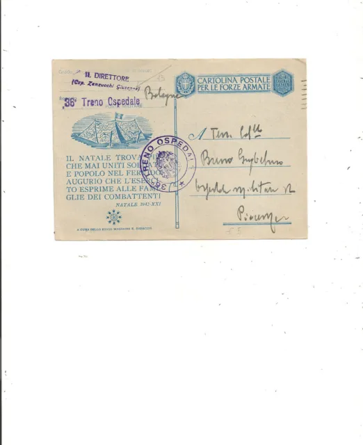 Posta Militare 36° Treno Ospedale -Il Direttore  Bologna 18/12/1942