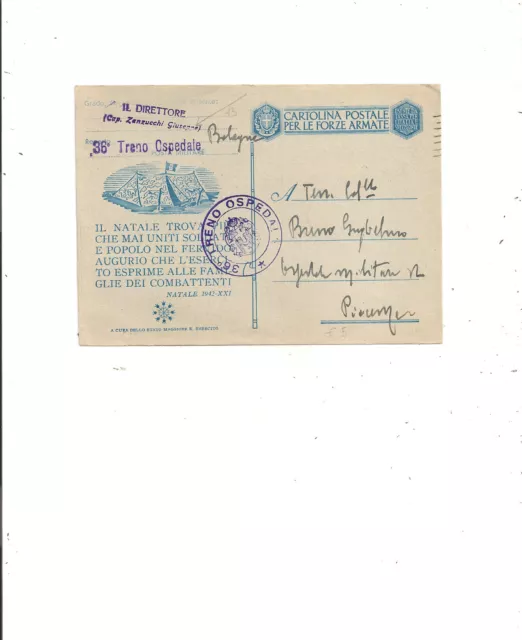 Posta Militare 36° Treno Ospedale -Il Direttore  Bologna 18/12/1942