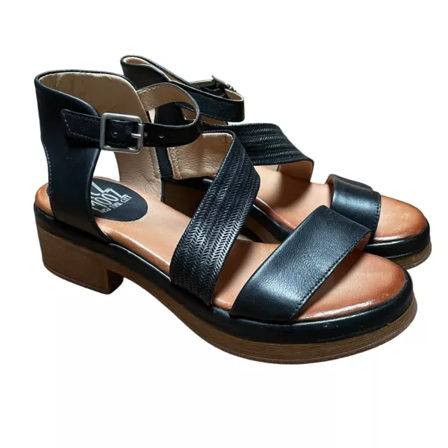 Miz Mooz Coolidge Heeled Sandals Size EU 40 US 9-9.5 Black Leather Open Toe