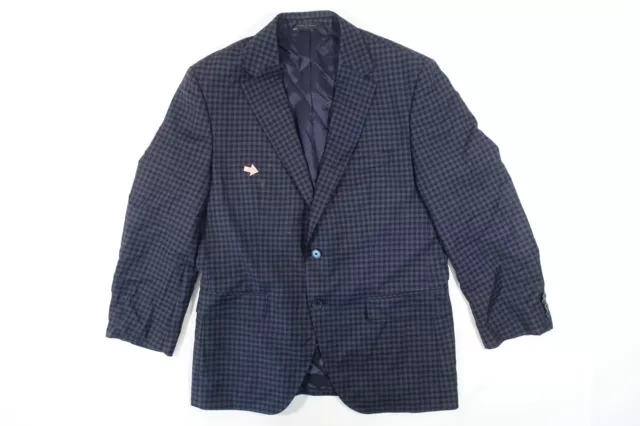 Hugo Boss Jewels5 Check Black Blue 100% Wool Blazer Sport Coat Jacket Preowned