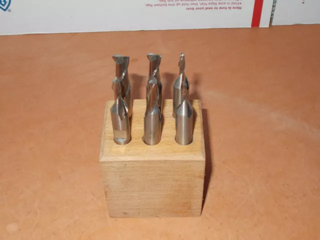 Sherline Double-Ended End Mill Set #7400 Six Tools In Wood Block