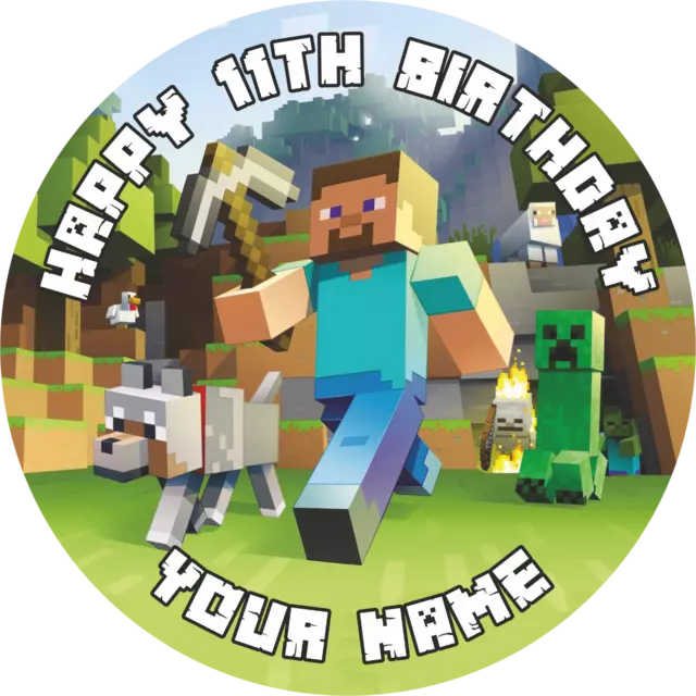 Mine Craft Personalised Edible Cake Toppers & Cupcake Toppers