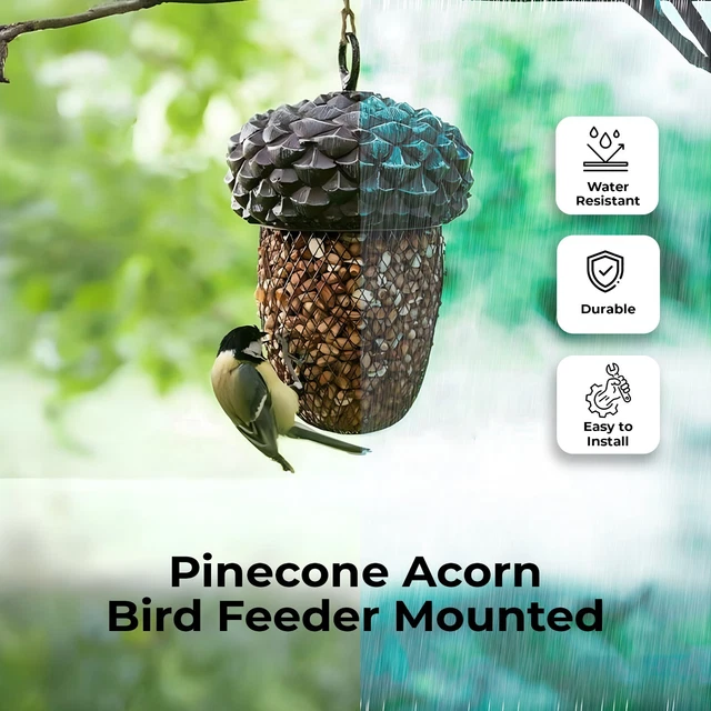 PINECONE ACORN BIRD Feeder Outdoor Mounted Mix Nuts Seeds Hanging