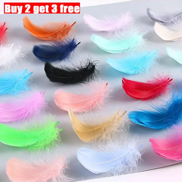 100X Small Fluffy Marabou Feathers Card Making Arts Crafts Embellishments  4-8cm