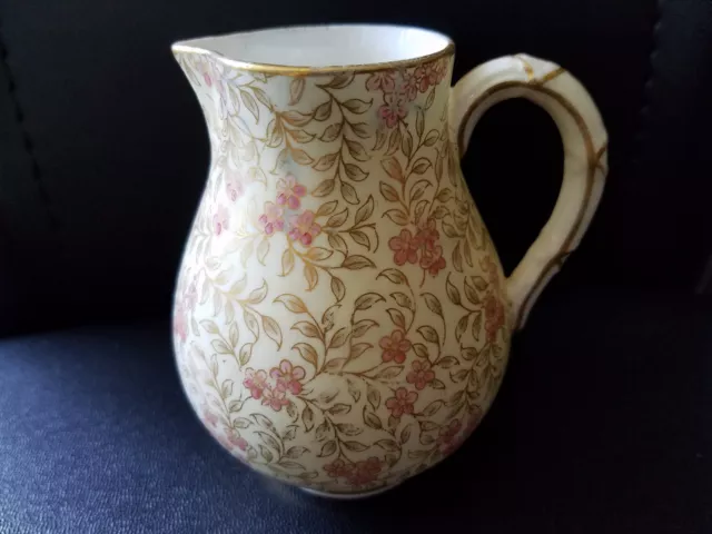 Royal Worcester Hand Painted Flowers and  Leaves Creamer  3.5" tall