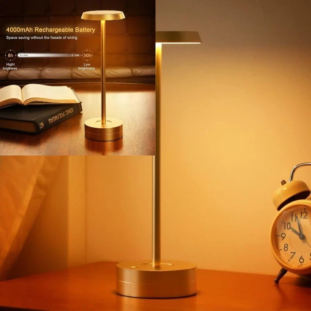 GOVSSING Lampade da Tavolo A Batteria 4000mAh Lampada Ricaricabile con Oro