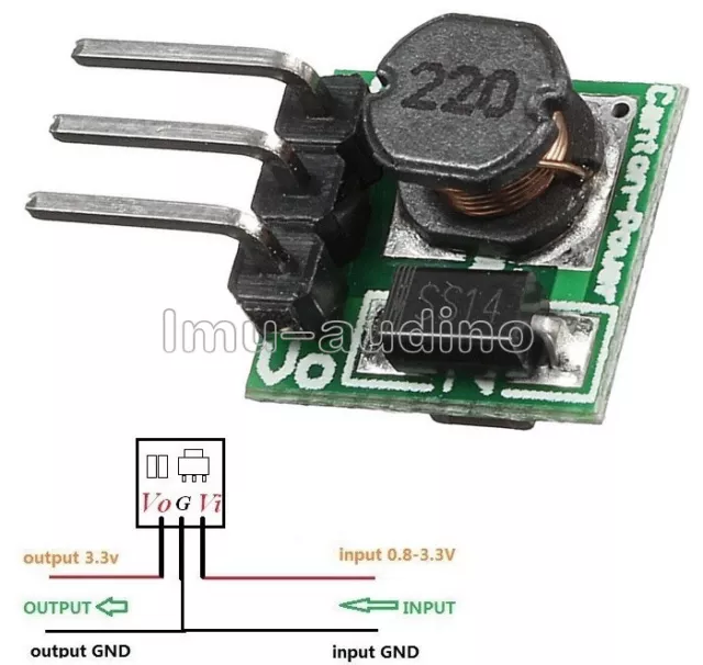 0.9-3.3V to 3.3VDC-DC Voltage Converter Step up Boost Power Module Mini Arduino