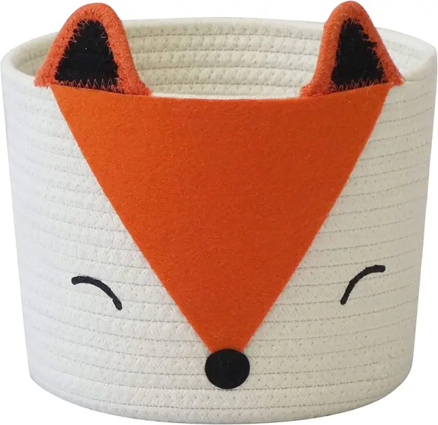 Small Cute Orange Fox Basket for Baby Diaper Organizer, Baby Laundry Baskets, Nu
