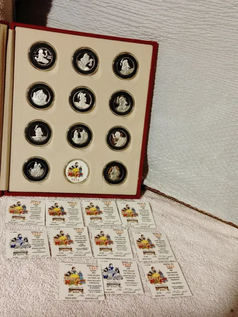 Boxed Set 11 Disney Snow White 50th Anniversary .999 Fine Silver Coins mint 1987
