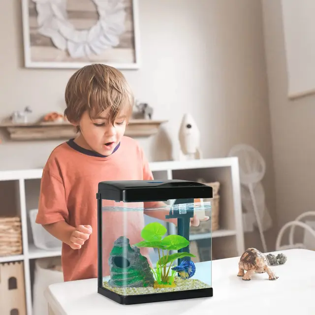 Betta Fish Tank Self Cleaning Glass 2 Gallon Small Nano Aquarium Starter Kits De 5