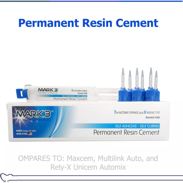 Dental Permanent Resin Cement, Self Adhesive 7ml Automix Syringe 6 Tip Dual Cure