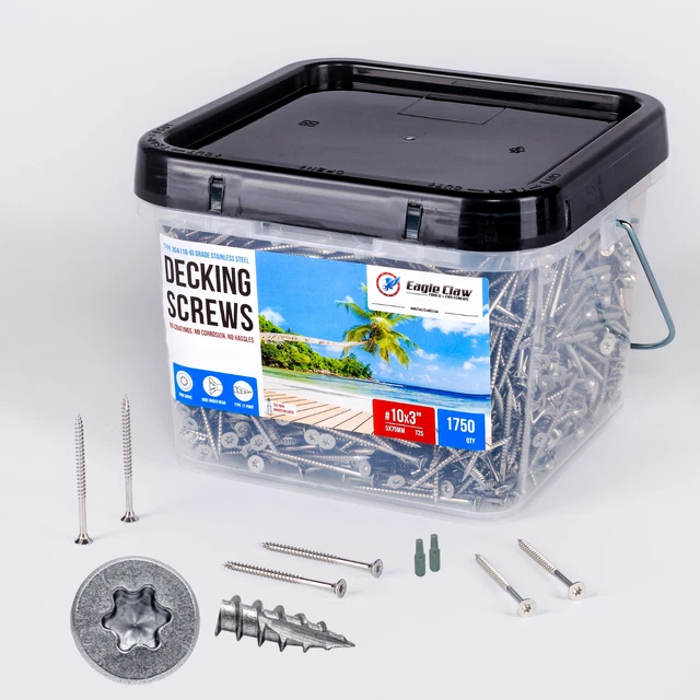 Stainless Steel Wood Screws #10 X 3" Star Drive T25 Torx (QTY 1750 - 25lb)