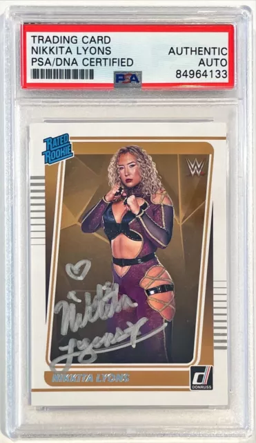 2022 Panini Donruss Nikkita Lyons WWE NXT Signed Auto Rookie RC Card 112 PSA/DNA