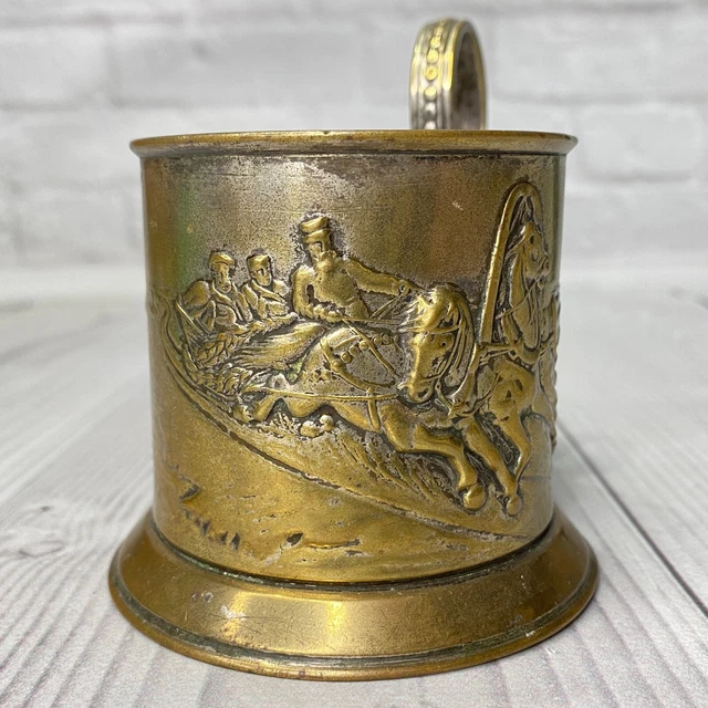 Cupholder Winter Troika Vintage Podstakannik Coaster USSR Antiques 1940 Soviet