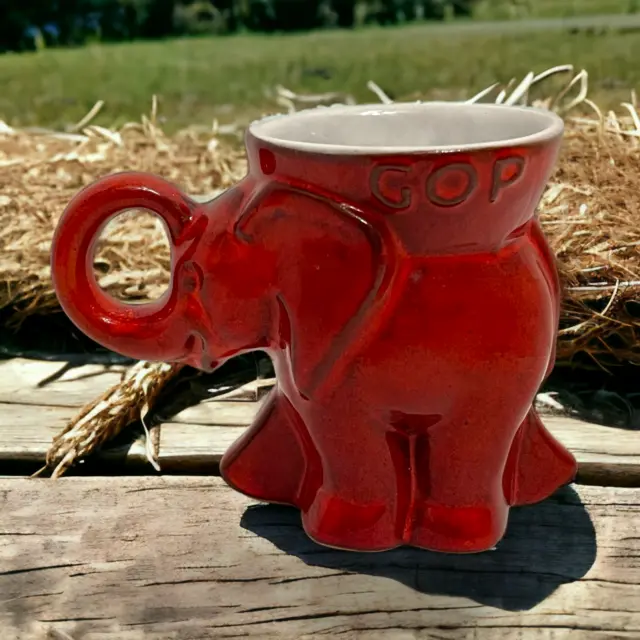 Frankoma Pottery Political Mug / Cup Red GOP Elephant 1976 - READ DESCRIPTION