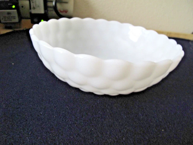 Anchor Hocking Fire King White Milk Glass Bubble Serving Bowl 8-1/4"