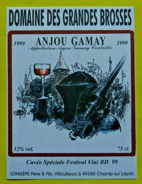 Etiquette de vin ou bière Festival BD ANGERS 1999 illustrée par PARRAS