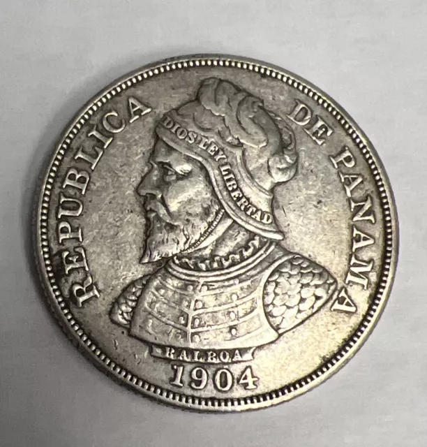 Panama Silver 50 Centesimos 1904 Coin