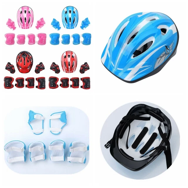 7 Kids Boys Girls Bike Helmet Knee Elbow Wrist Pads Skate Cycling w/Vents Strap