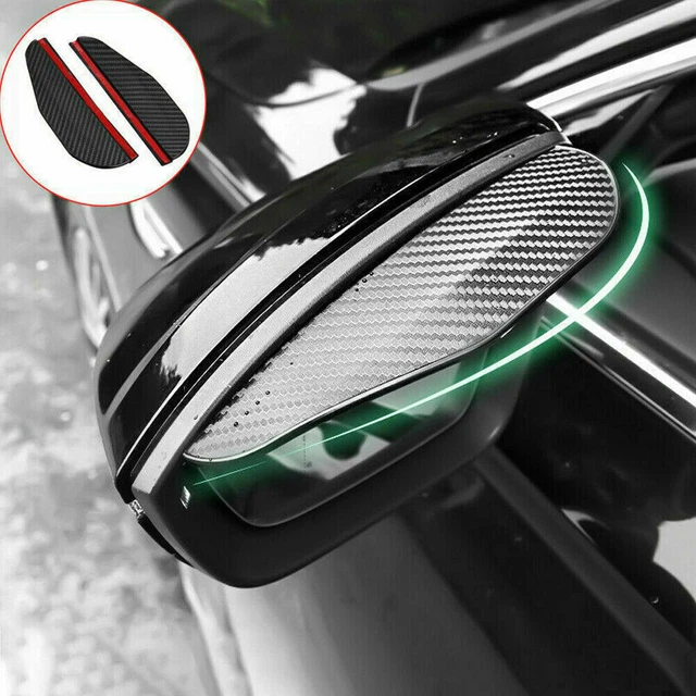 2 Piece Carbon Fiber Black Mirror Rain Visor Guard For Car Auto Accessories
