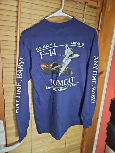 TRUE VINTAGE 70S 80s US Navy F-14 Tomcat Libya Tee T Shirt Men's M ...