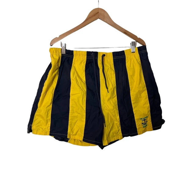 Vintage 80s Ted Lapidus Yellow Blue Swim Trunks Shorts XL