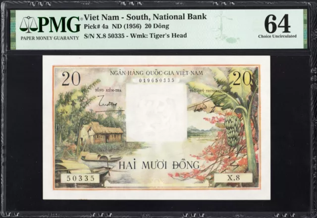 Vietnam South 20 Dong P4a 1956 PMG64 Choice UNC Banknote Note French BEAUTIFUL