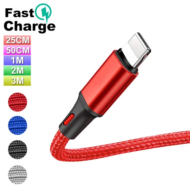 USB Data Cable Fast Charging for iPhone 6 7 8 Plus X XR 11 12 13 14 Charger Cord