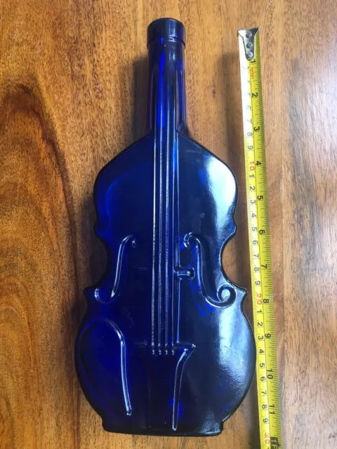 Vintage Cobalt Blue Glass - Bottle/Vase - Cello/ Violin/ Fiddle Man Cave Gin Bar