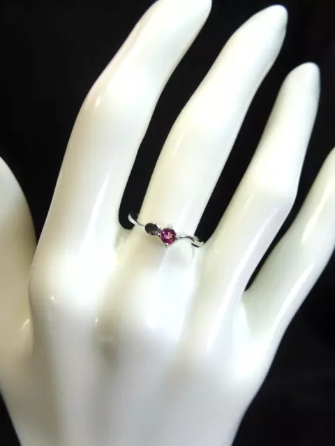 0.14 ct Natural Rhodolite Garnet Solid Sterling Silver Solitaire Ring 2