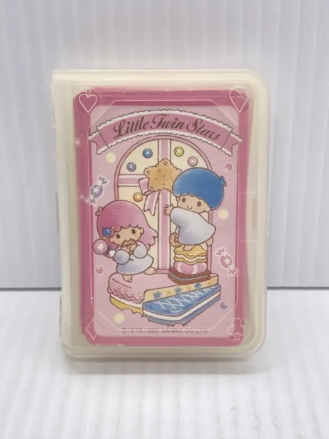 VTG Sanrio LITTLE TWIN STARS Mini Playing Cards w/ Case - Missing 1 Joker - 1989
