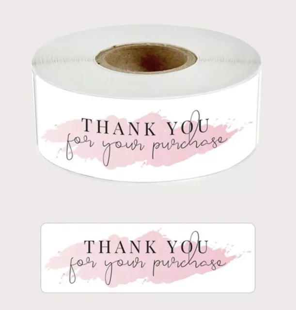 Thank You Stickers - Large - 7.5 x 2.5 cm - Pink - 20/40pcs , Small Business