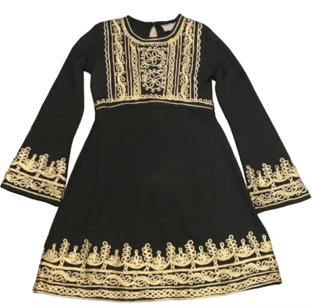 New Asos Premium Black Empire Mini Dress With Gold Cording Size Us 2 Uk 6