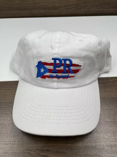 PR Me Encanta! I Love Puerto Rico Hat White Flag Logo Cap Strap Back