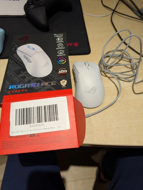 ASUS ROG KERIS II Ace Wireless/Wired Gaming Mouse, White, ROG AimPoint ...