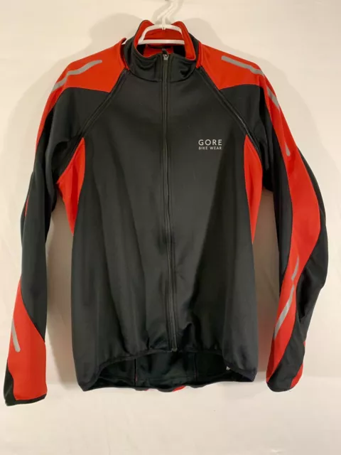 Gore Bike Wear Removable Sleeve Windstopper Jacket Cycling Mens XL Red Black Zip