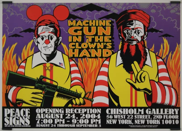 2004 Sperry Chuck Machine Gun in the Clown's Hand Original Political Poster