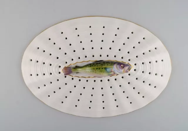 Large Royal Copenhagen Fauna Danica fish grate in hand-painted porcelain.