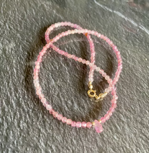 Feuriges AAA Rosa Turmalin Collier /mit Pink Saphir   In 14 Karat Gold