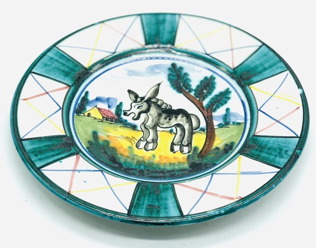 Vintage Deruta Pottery PV Italy Plate Village Dunkey