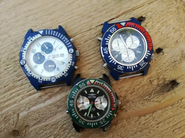 Lotto orologi sector cronografi quarzo vintage per parti