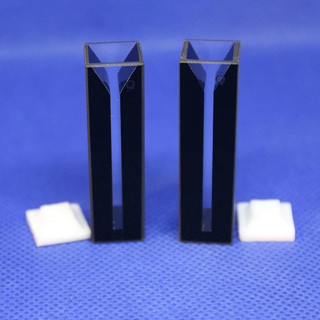 LAB4US Quartz Micro Cuvette Cell Black Walls (2Pcs) with Lid for Spectrophotomet