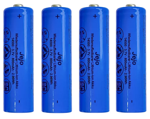 Lithium Ionen Akku 3,7 V 800 mAh Typ 14500 Li ion 50 x 14 mm wie AA Größe