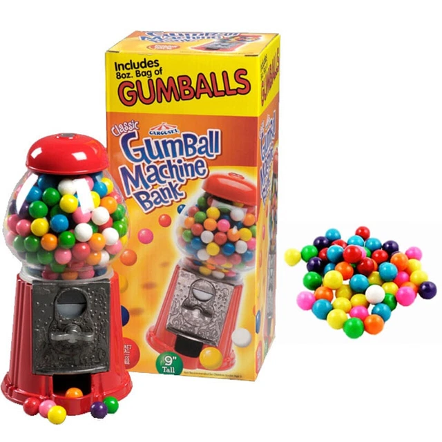 Carousel Petite Gumball Machine bank - 9" , Gift Set + 1lb Includes Gumballs