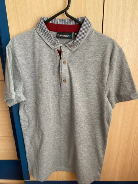 Boys 12-13yrs Flipback/05 grey and checkers Polo shirt with buttons