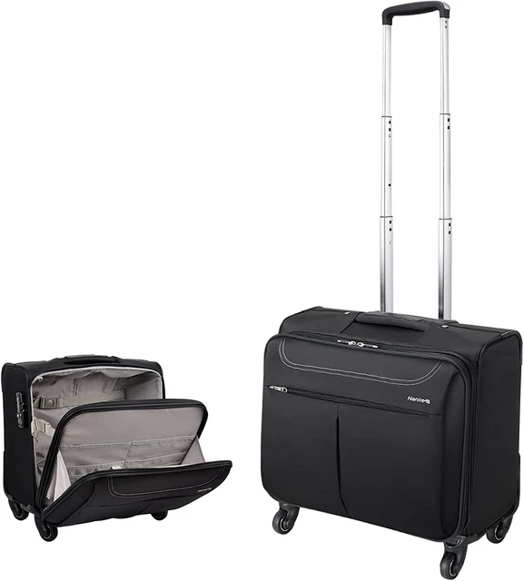 Hanke Softside Carry On Luggage, 16 Inch Square Suitcase with Spinner Wheels Bag